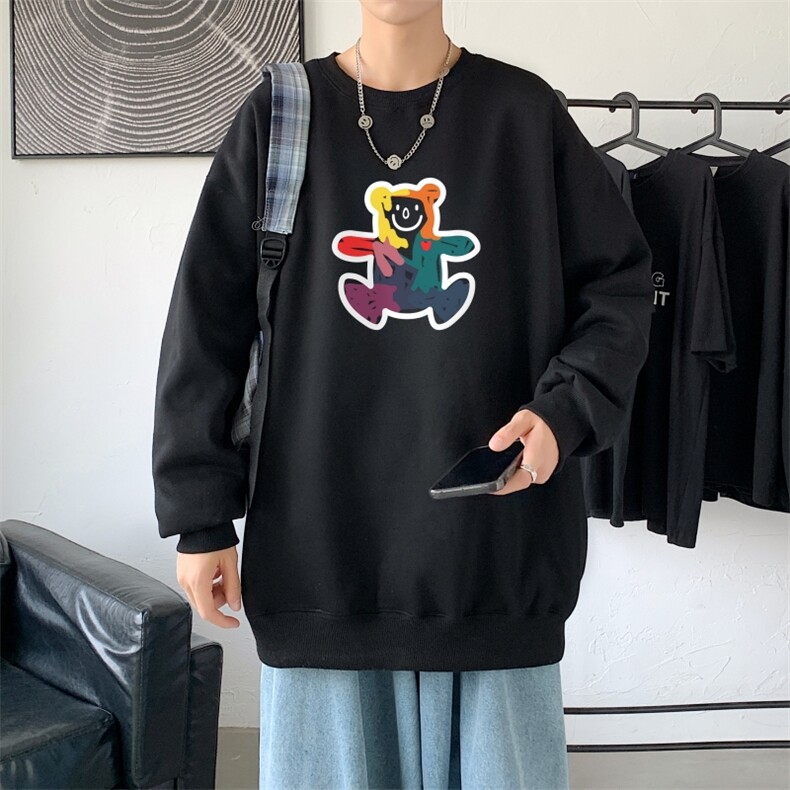 Y2474P38圆领卫衣男春秋季潮ins宽松休闲港风情侣长袖上衣,男装卫衣,星座510A-1