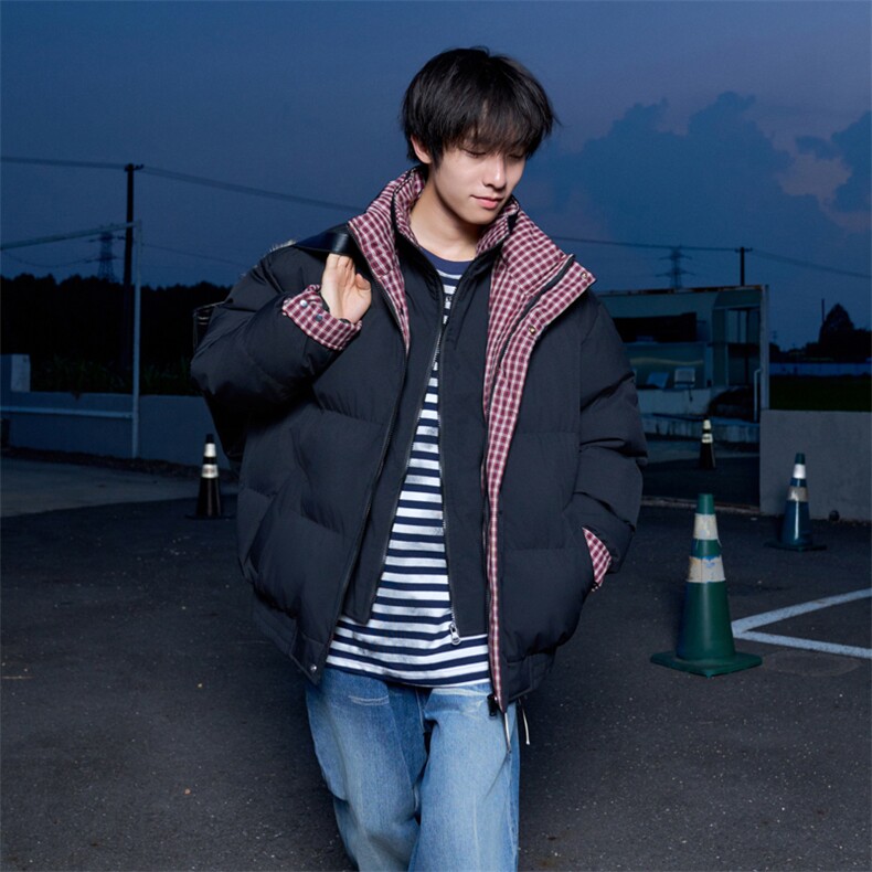 冬季新品得物美式潮流高品质格子加绒加厚棉衣外套棉服MY5566-P88,男装棉衣,星座610B-1