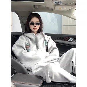 Q107-P43 美式重磅纯色连帽卫衣男2025春秋新款百搭潮牌高级感图片