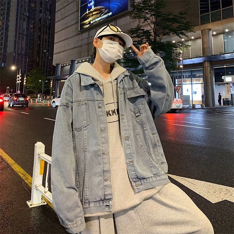 美式高街牛仔外套男韩版潮流宽松百搭2024冬季ins上衣W6261-P62,男装工装外套,星座412-3