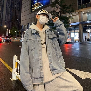 美式高街牛仔外套男韩版潮流宽松百搭2024冬季ins上衣W6261-P62图片