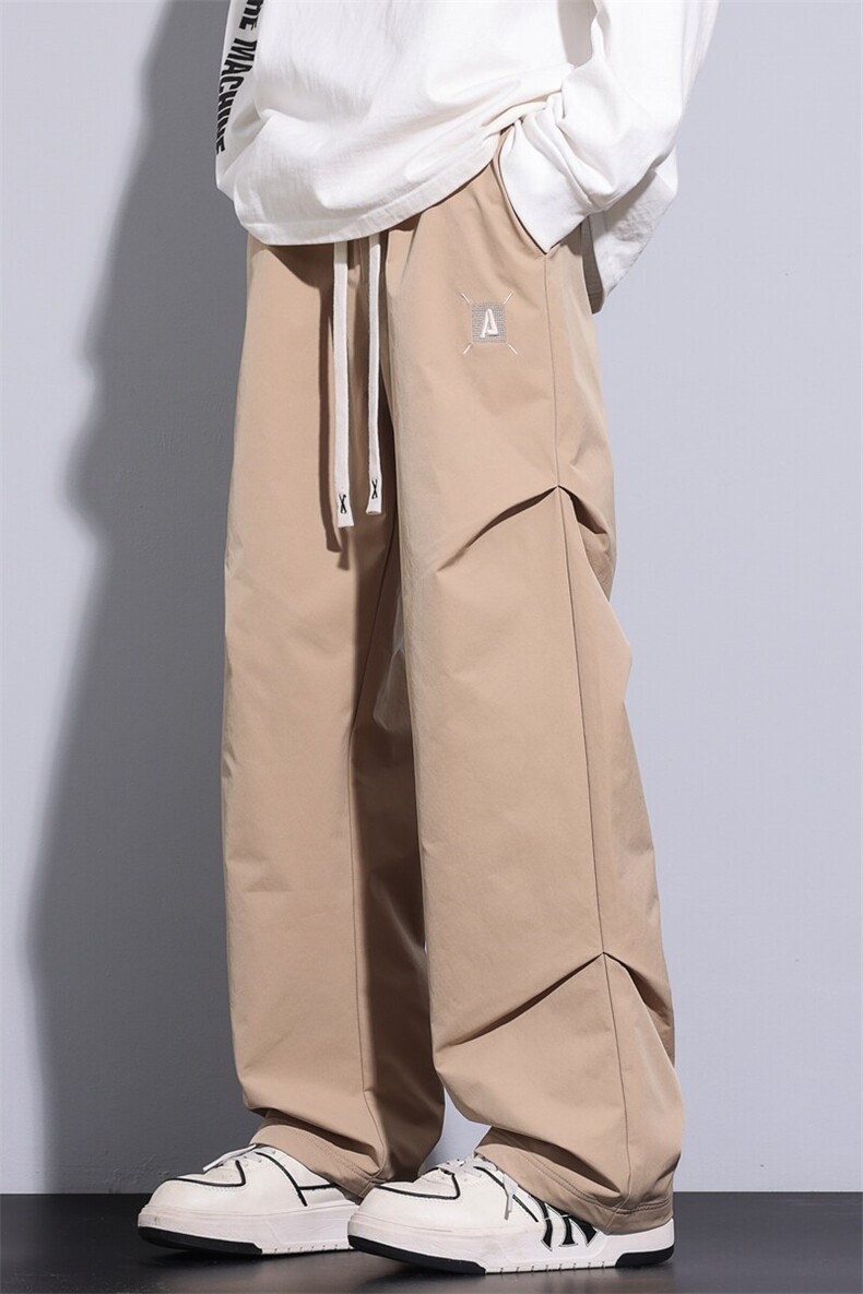 春季潮流美式高街垂感褶皱设计宽松直筒长裤A436-857-P35,男装休闲裤,电商A436