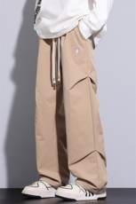 春季潮流美式高街垂感褶皱设计宽松直筒长裤A436-857-P35，男装休闲裤，电商A436