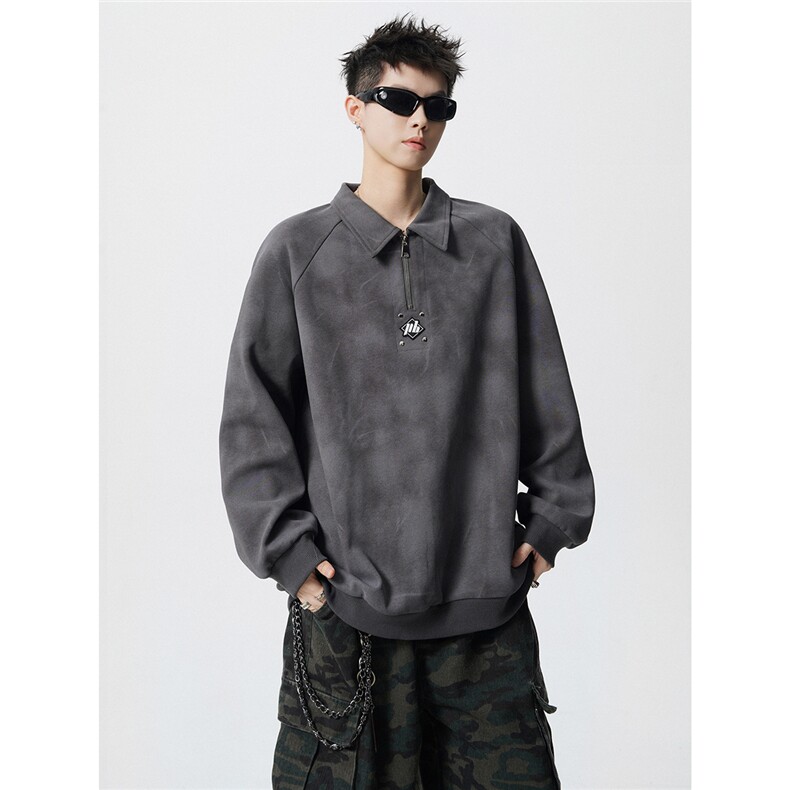 HW2512-特49控88面布54.2棉45.8聚酯polo领情侣卫衣宽松外套男,女装短外套,电商B370