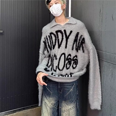 7175-P56气质潮流新款美式圆领字母毛衣秋冬情侣款宽松复古，男装针织衫/毛衣，电商B323A