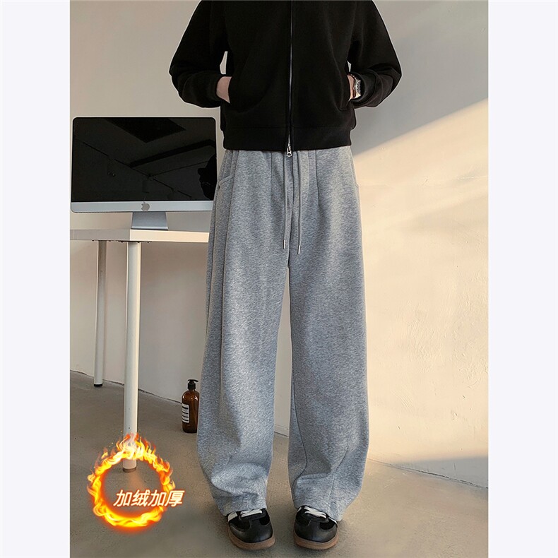 重磅360克加绒加厚冬季弯刀裤男士休闲卫裤韩版简约设计感 P58图片