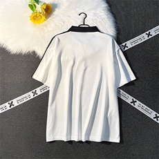 夏季polo衫短袖t恤男美式复古街头宽松拼接撞色翻领体恤PL48P34，男装T恤，星座1013-5
