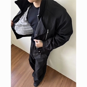 潮牌设计感痞帅夹克男士春秋季休闲个性外套2025新款春装时尚上衣,焦糖色秋装上衣搭配图片