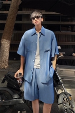 夏季青春冰丝两件套装男士衬衫搭配套装潮男夏潮流时尚套装P65，男装衬衫，电商B319