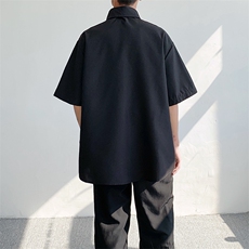 小众设计感短袖衬衫男jk制服夏季领带装饰宽松休闲衬衣2338-p65，男装衬衫，星座512-1（原513-3）