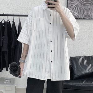 夏季ins潮牌5分短袖工装衬衫男士韩版潮流宽松休闲衬衣 W717-P30图片