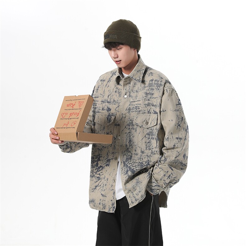 扎染破洞牛仔外套季设计感夹克秋款潮牌美式小香风衣服JK1105-P70,男装夹克,星座1103-3