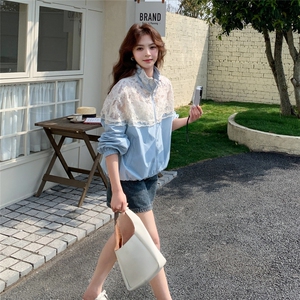 洋气百搭宽松时尚开衫上衣潮2025夏季新款蕾丝拼接防晒休闲外套女