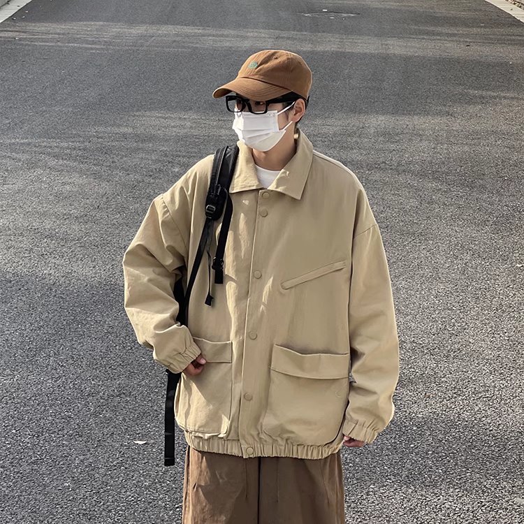 2025年春季日系复古翻领工装夹克外套男士原宿风宽松休闲外套,男装夹克,星座1210-1