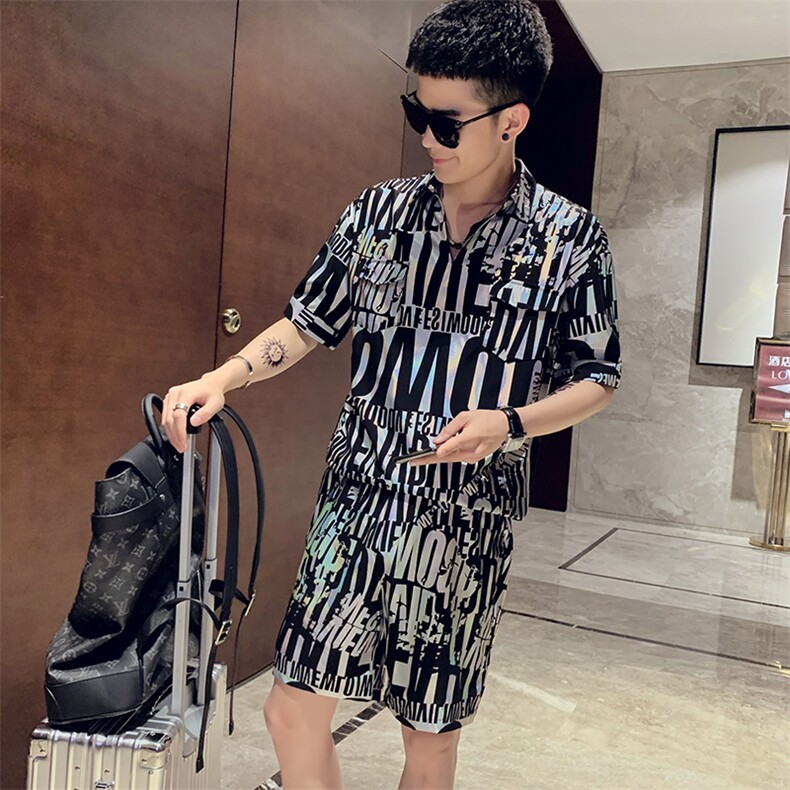 TZ502夏季社会精神小伙短袖短裤套装网红同款潮流男,男装休闲套装,星座102A（原电商D309-1）