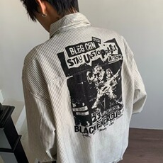 日系文艺复古时尚长袖双层棉纱衬衫2025秋季拼色领刺绣衬衣上衣，男装衬衫，星座516A