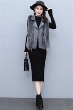 芷墨2021冬新款时尚短款小个子皮草马甲坎肩毛绒加厚保暖外搭背心，女装皮草，芷墨服饰