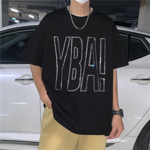 T恤潮流圆领男港风烫钻2026夏季新款短袖时尚B299-X5290-P40-控59图片