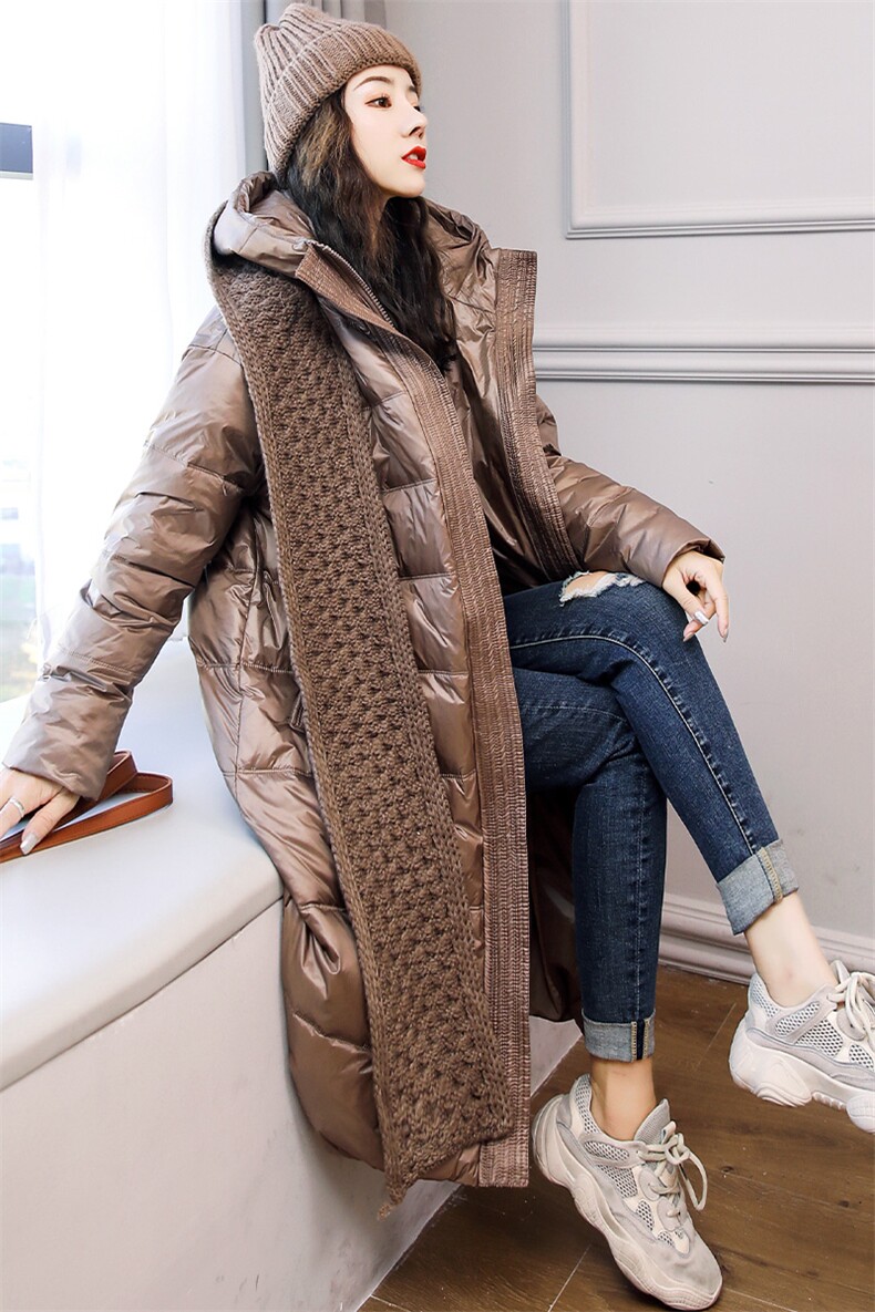 2022冬季新款气质休闲宽松可拆卸连帽围巾装饰保暖舒适羽绒服80%，女装羽绒服，时尚俏佳人