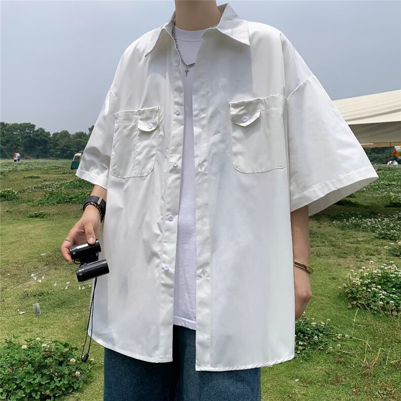 工装衬衫男短袖夏季新款潮流美式宽松休闲半袖衬衣外套CS314 P35图片