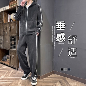 秋季超大码M-8XL高品质休闲运动开衫连帽卫衣套装大码元图片