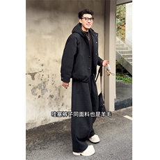 抖音高级保暖连帽棉服外套弯刀裤套装TZ353上衣135裤子78网图，男装棉衣，电商B267