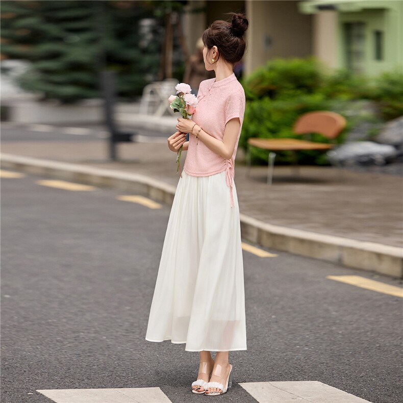 2026年夏季新款女装时尚气质新中式两件套,女装套装/套裙,关键词