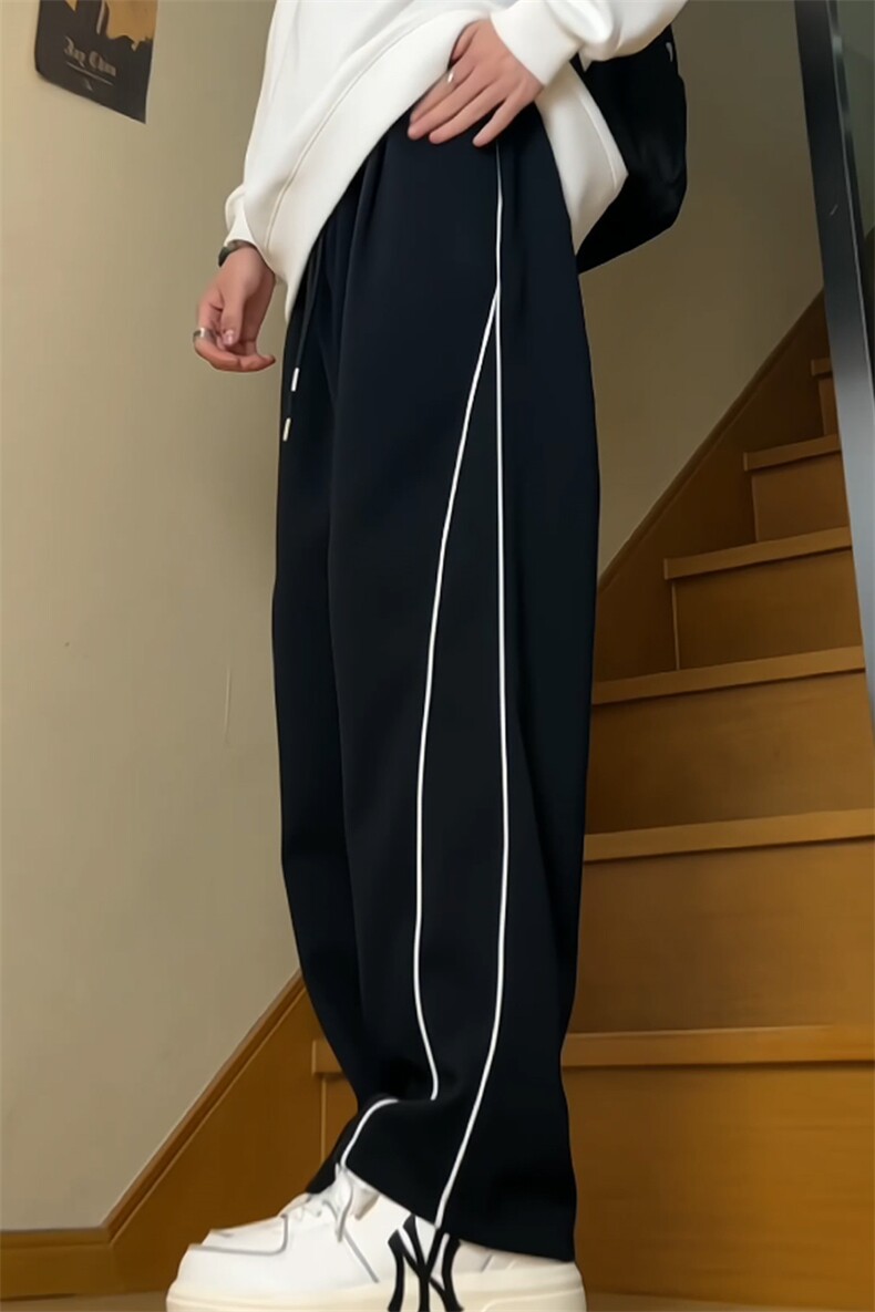 休闲裤男酷炫发光条运动宽松情侣直筒裤K8458-P34【特价】,男装休闲裤,电商A007
