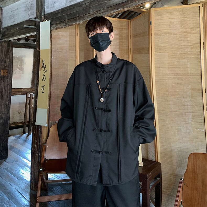 风夏款男长袖衬衫唐装盘扣新中式宽松衬衣CS80P45,男装衬衫,星座1013-1