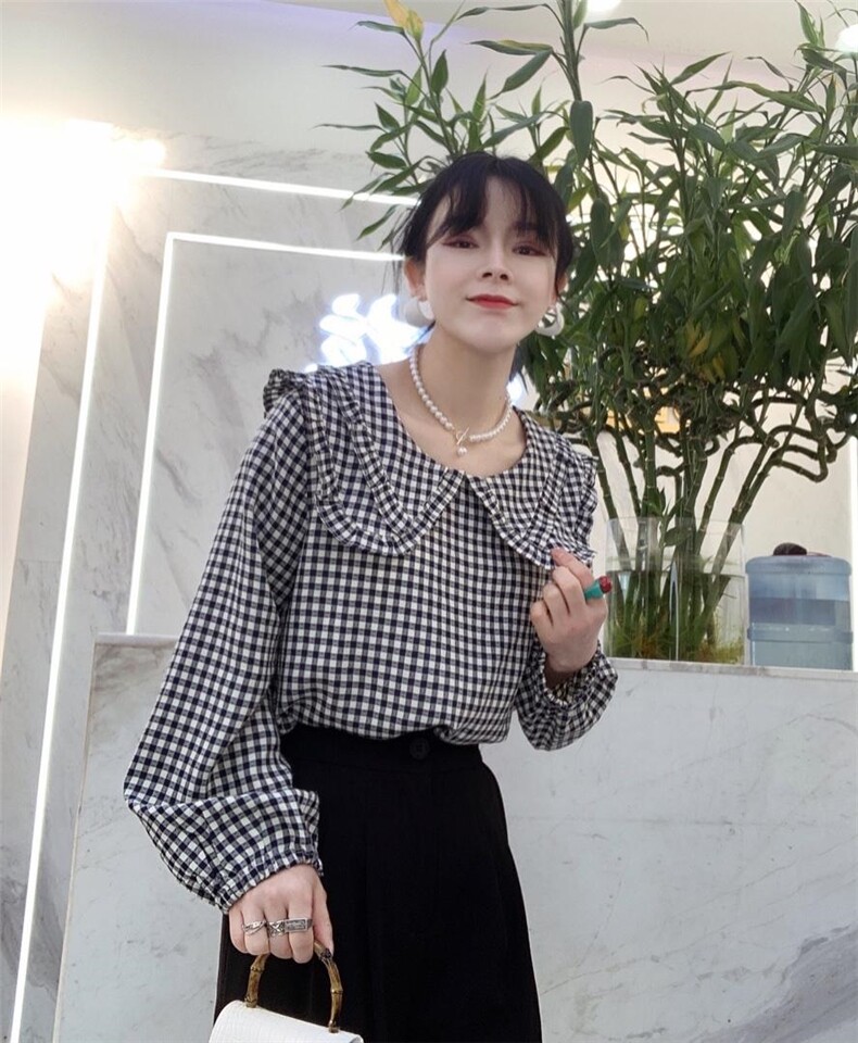 新款春款格纹文艺小清新上衣，其它，瑟拉·女人缘