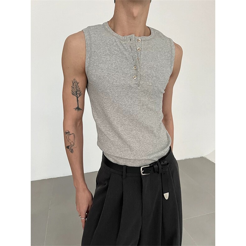 网图有货美式复古亨利领背心无袖T恤男运动坎肩打底衫A641-P25，男装背心/马甲，星座1505
