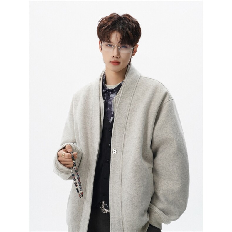 秋冬加棉加厚假两件短款毛呢夹克外套男韩系星座812-JK29-P128，男装夹克，星座812