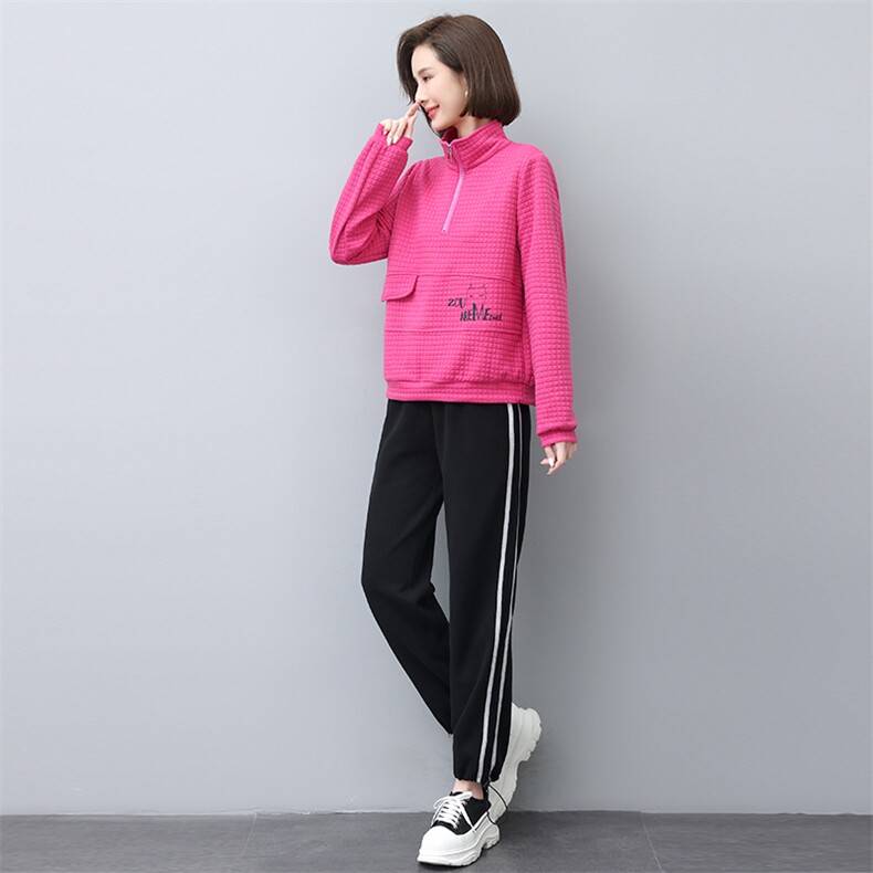卫衣套装女2022春秋新款宽松时尚中年妈妈薄款休闲运动洋气两件套,女装套装/套裙,涵誉