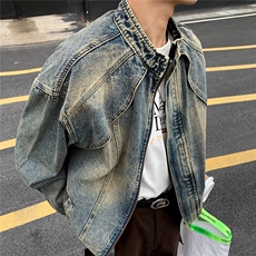 解构水洗渐变黄泥染色重磅复古潮牌牛仔夹克外套男女款宽松潮3506，男装夹克，星座813-2