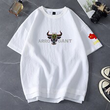 新款主推大码港风情侣款个性印花男女潮流圆领短袖T恤T618P30图片