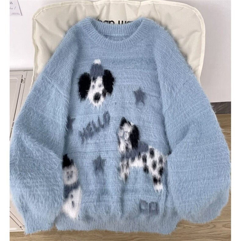 设计感狗狗宽松圆领针织衫秋冬季保暖日常流行情侣毛衣MA393，男装针织衫/毛衣，星座1116A（原606A-3）