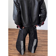 泼墨原牛弯刀牛仔裤男女高街小众宽松裤子女秋冬N69，男装牛仔裤，星座1116A（原606A-3）