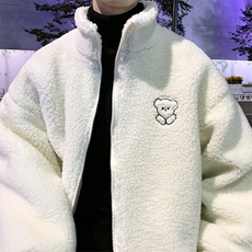 冬季新款港风羊羔毛棉衣男宽松百搭加厚情侣棉服外套W2270-P44，男装棉衣，星座512-2