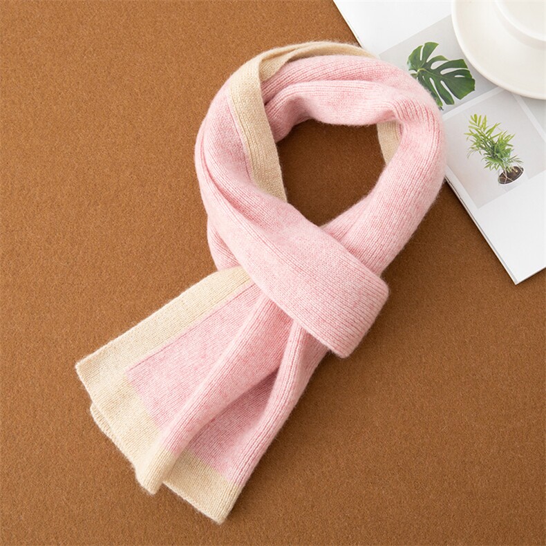 秋冬季35%休闲简约时尚百搭撞色围巾，童装儿童配饰，戎咖羊绒