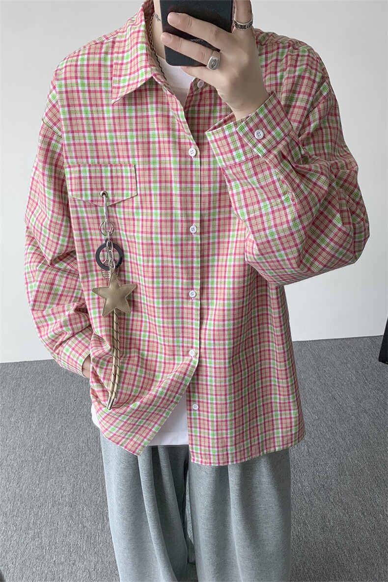 （带配件）CS1158-特批45控88秋季新款男女格子短袖大码男衬衫,男装T恤,电商A059