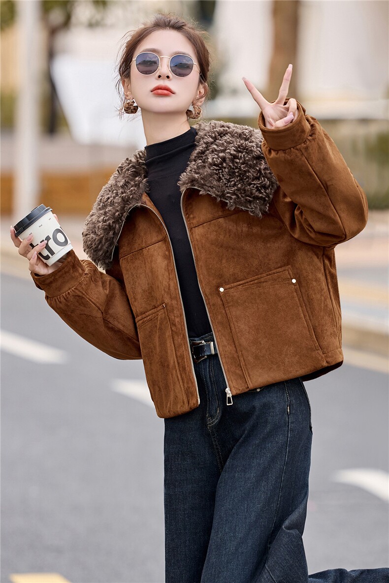 复古毛领短款羽绒服外套女2025冬季新款加厚保暖90白鸭绒内胆夹克,女装羽绒服,沁沁公主