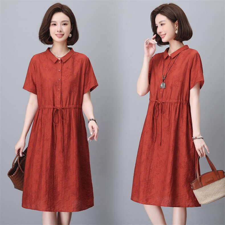2024年夏季新款潮韩版休闲百搭雪纺短袖连衣裙女中长款小个子春夏，女装连衣裙，简韵佳