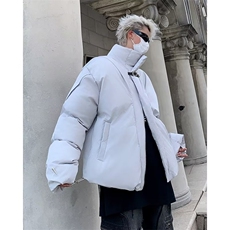 2024年美式高街纯色短款加厚棉服潮牌冬季宽松休闲保暖面包服男，男装棉衣，星座716-2