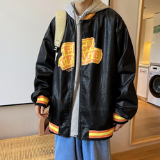 PU皮夹克印花棒球服潮牌中性外套ZJ52-P85-控105，男装夹克，星座1408-1