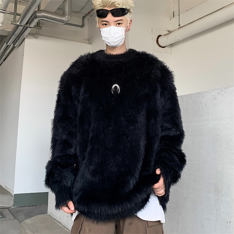 小众金属高级感垫肩毛衣男冬季慵懒风水貂毛绒针织衫MZ482-P56,男装针织衫/毛衣,星座412-2