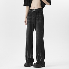 美式高街重工手擦马骝水洗火焰纹牛仔裤微喇XZ310A-4-NZ38，男装牛仔裤，星座310A-4