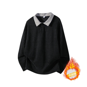 加绒加厚卫衣千鸟格长袖t恤polo打底衫504-T503-特P28（加绒P33）图片