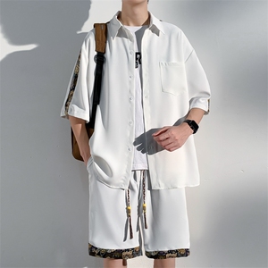 1小熊短袖衬衫男+短裤大码情侣套装92%聚酯纤维8%氨纶TZ77058P70