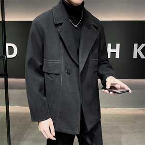 店主风高端呢子明线宽松韩版外套 大衣夹克男A236-JK0815-P135图片