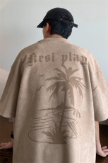 烧花麂皮绒T恤XY5517-TP20控价38夏款个性字母印花圆领短袖男，男装T恤，电商A102-1